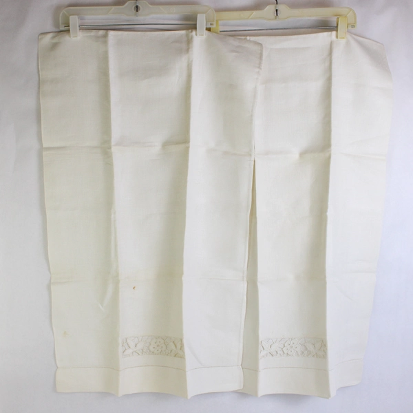 Set of 2 Vintage Off-White Queen Pillowcases 21"x 33" Flawed