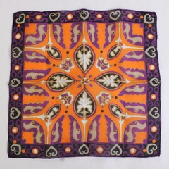 Vintage Vibrant Purple and Orange Pattern Handkerchief Flawed