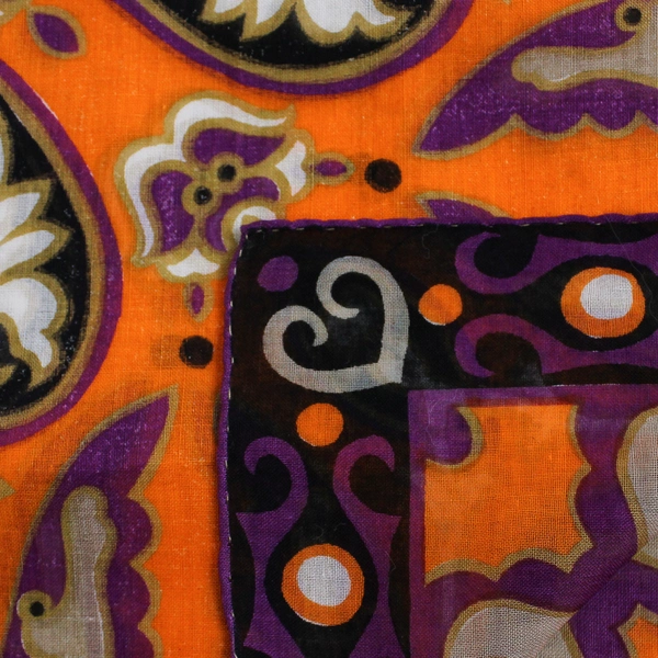 Vintage Vibrant Purple and Orange Pattern Handkerchief Flawed