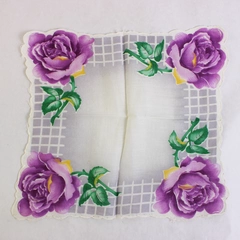 Women's Vintage Purple Rose Design Handkerchief