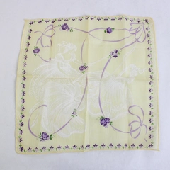 Women's Vintage Yellow and Purple Rose Design Handkerchief