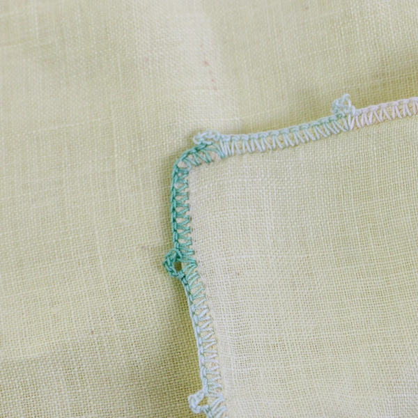 Women's Vintage Yellow Handkerchief Dangling Embroidered Flower Design Flawed