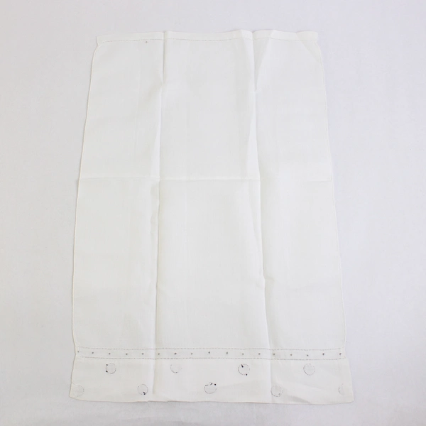 Set of 2 Vintage Linen Guest Towels White with Black Polka Dot Applique