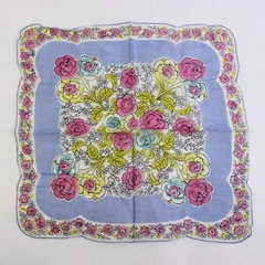 Women's Vintage Hand-Rolled Handkerchief Multicolor Rose Design