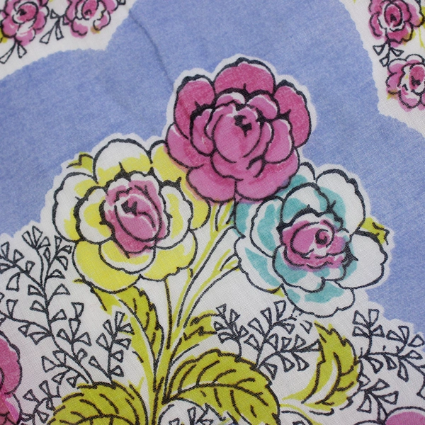 Women's Vintage Hand-Rolled Handkerchief Multicolor Rose Design