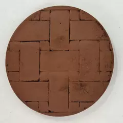 Longaberger Pottery Button Basket Brick Pottery Warming Stone Bread 6” Round