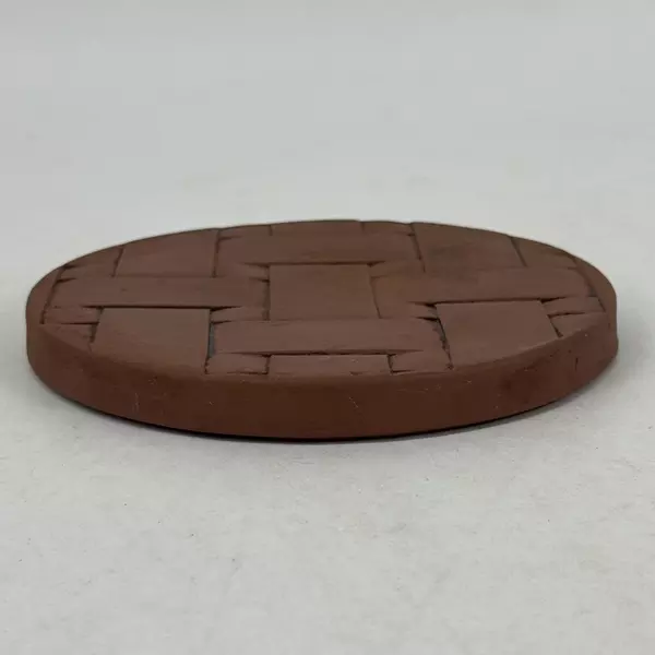 Longaberger Pottery Button Basket Brick Pottery Warming Stone Bread 6” Round