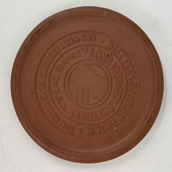 Longaberger Pottery Button Basket Brick Pottery Warming Stone Bread 6” Round