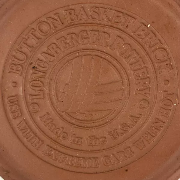Longaberger Pottery Button Basket Brick Pottery Warming Stone Bread 6” Round