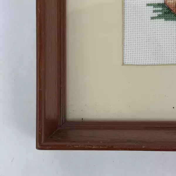 Framed And Matted Mama Pig with Piglets Farm Scene Completed Cross Stitch Piece