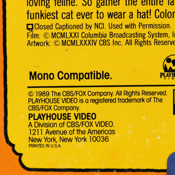 Dr. Seuss: The Cat In The Hat VHS 1989 Cartoon Closed Captioned Hi-Fi Stereo