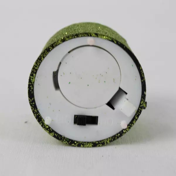 Lot of 6 Battery Operated Green Glitter Tea Light Candles LED Flameless