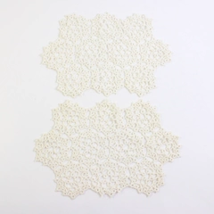 Set of 2 Handmade Vintage Off-White Tatted Doilies 8" x 12"