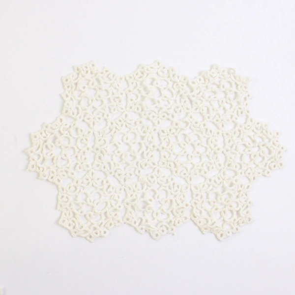 Set of 2 Handmade Vintage Off-White Tatted Doilies 8" x 12"