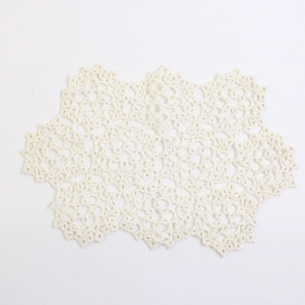 Set of 2 Handmade Vintage Off-White Tatted Doilies 8" x 12"