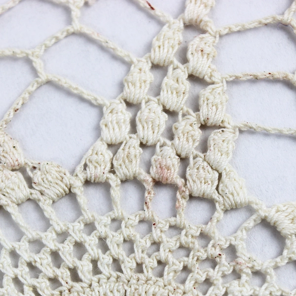 Set of 5 Vintage Round Off-White Crochet Doilies 8" and 9" Flawed