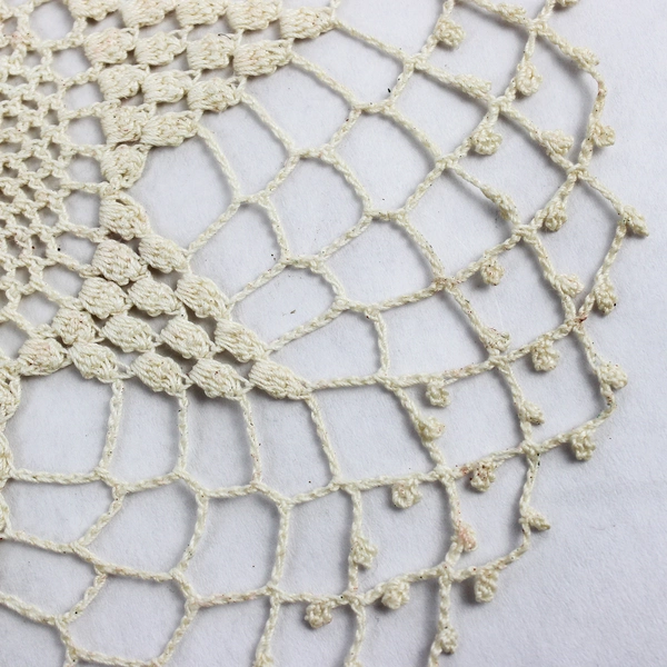 Set of 5 Vintage Round Off-White Crochet Doilies 8" and 9" Flawed