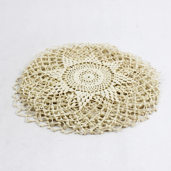 Set of 5 Vintage Round Off-White Crochet Doilies 8" and 9" Flawed