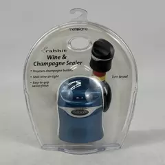 Metrokane Metallic Blue Rabbit Wine & Champagne Bottle Sealer New