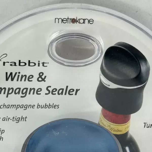 Metrokane Metallic Blue Rabbit Wine & Champagne Bottle Sealer New