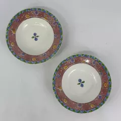 2 Sango Sue Lipkin The Sweet Shoppe Wide Rim Soup Or Pasta Bowls Cranberry Twirl