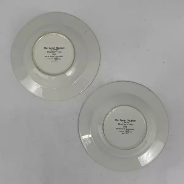 2 Sango Sue Lipkin The Sweet Shoppe Wide Rim Soup Or Pasta Bowls Cranberry Twirl