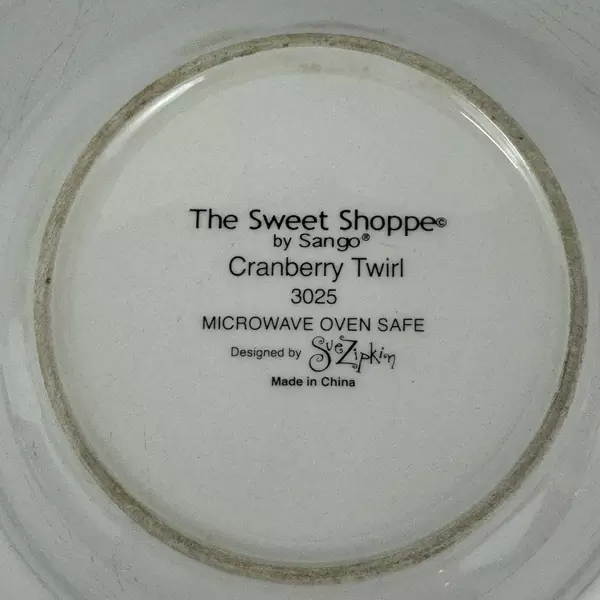 2 Sango Sue Lipkin The Sweet Shoppe Wide Rim Soup Or Pasta Bowls Cranberry Twirl