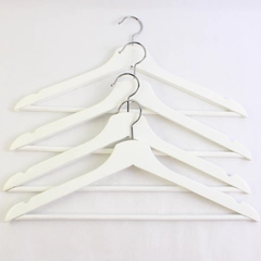 Lot of 4 White Clothing Store Wooden Hanger For Suit Coat & Pants Pre-Owned
