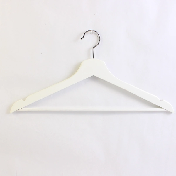 Lot of 4 White Clothing Store Wooden Hanger For Suit Coat & Pants Pre-Owned