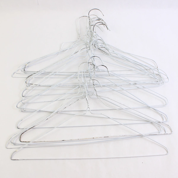Lot of 20 White Wire Hangers for Clothing Shirts Standard Adult Size