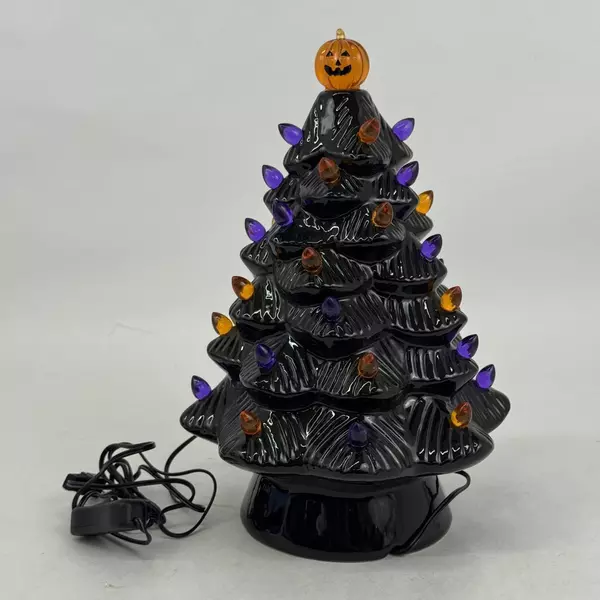 Mr. Christmas 12.5” Halloween Ceramic LED Light Tree Jack O Lantern Topper