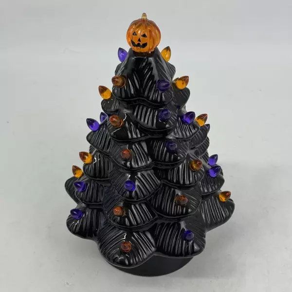 Mr. Christmas 12.5” Halloween Ceramic LED Light Tree Jack O Lantern Topper