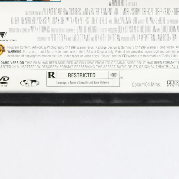 Analyze This DVD 1999 Rated R