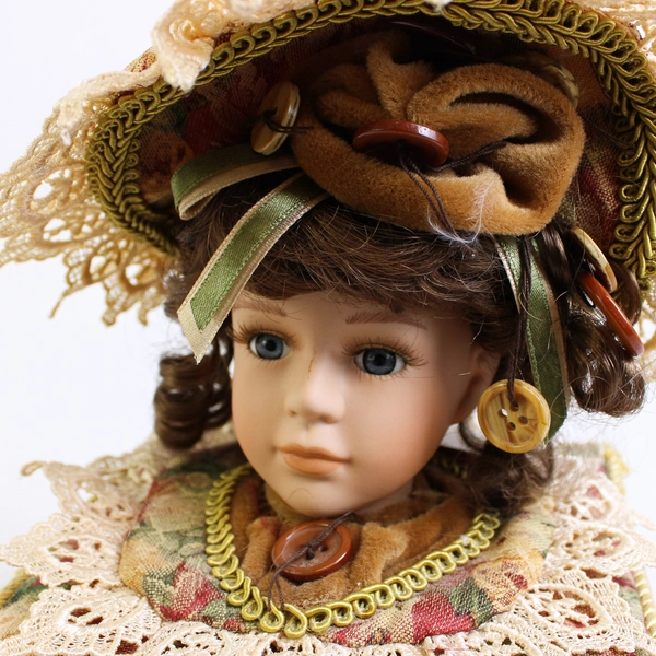 Dan Dee Collectors Choice Porcelain Brunette Doll Head Decor Boxes Victorian