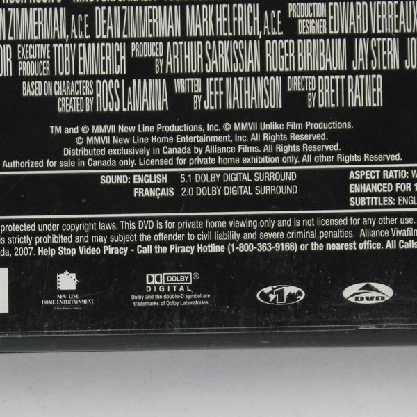 Rush Hour 3 DVD 2007 New Line Home Entertainment