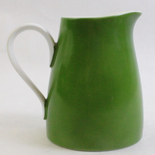 Vintage Noritake Ceramic Creamer Simple Green And White 4" Tall