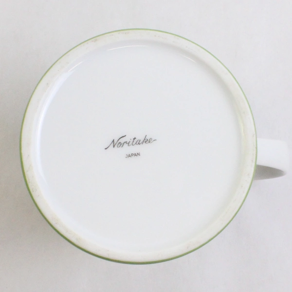 Vintage Noritake Ceramic Creamer Simple Green And White 4" Tall