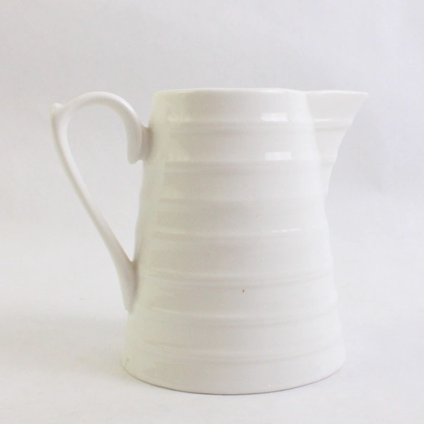 Simple Dining Ceramic Creamer Solid White Color Rustic 4" Tall