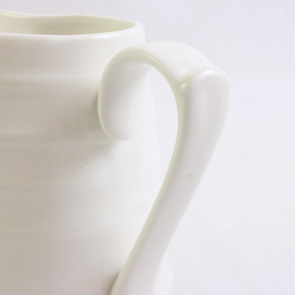 Simple Dining Ceramic Creamer Solid White Color Rustic 4" Tall