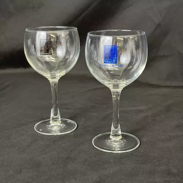 Lot of 2 Helvetia Winery Hillsboro Oregon Crystal Wine Glasses
