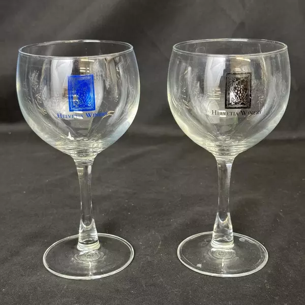 Lot of 2 Helvetia Winery Hillsboro Oregon Crystal Wine Glasses