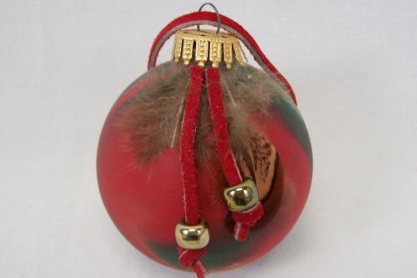 Box Of 5 Christmas Ornaments Red Blue White Glittery Round One Hallow