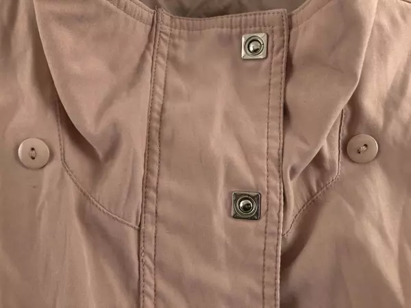 IZ Sport Women's Pink Beige Microfiber Jacket Coat Small Zip Snap Mock Neck