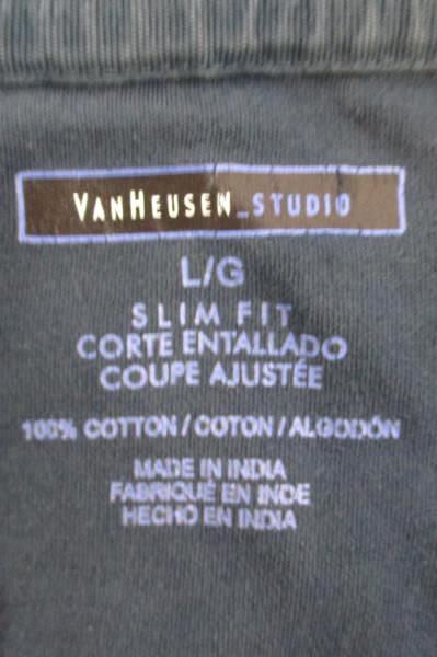 Solid Blue Polo Shirt Van Heusen Studio Slim Fit 100% Cotton Men's Large