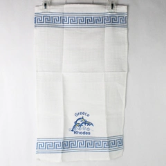 Kedima Greece Rhodes Island Embroidered Dolphins Tea Towel Dishcloth