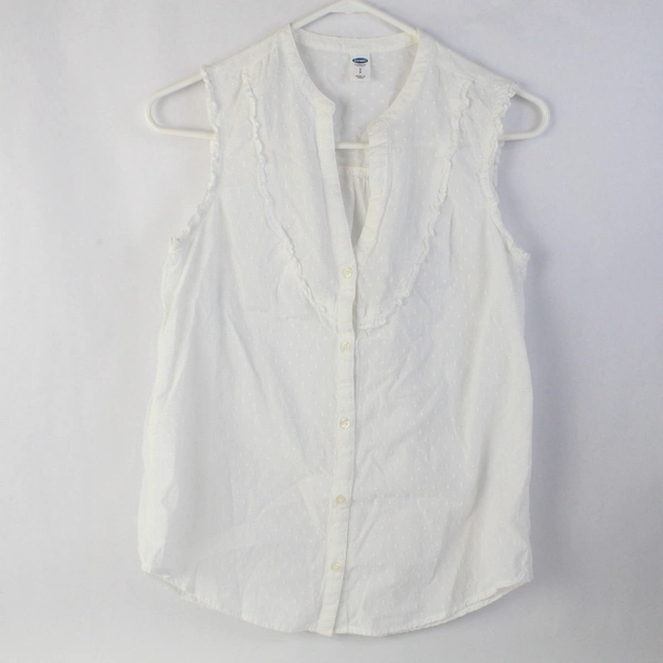 Old Navy Sleeveless Button Up Shirt Women’s Small White V Neck Top