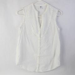 Old Navy Sleeveless Button Up Shirt Women’s Small White V Neck Top