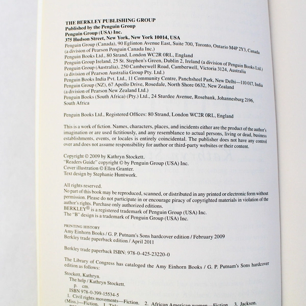 The Help A Novel by Kathryn Stockett 2009 Paperback