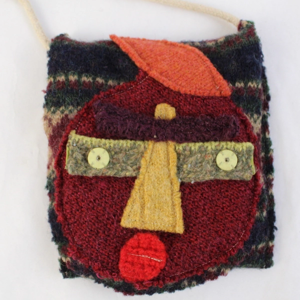 2 Piece Handmade Set Felted Fruit Face Crossbody Bag with Coin Purse