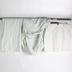 Sheet Set of 4 Mainstays White Blue Queen Fitted Flat & 2 Pillowcases 19.5"x28"